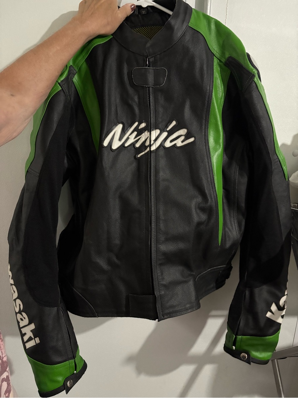 Kawasaki Ninja Black & Green Leather Motorcycle Jacket
